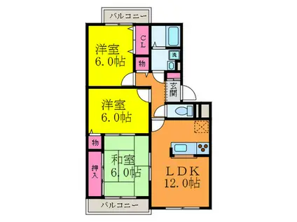 プチ・ロワイヤル(3LDK/1階)の間取り写真