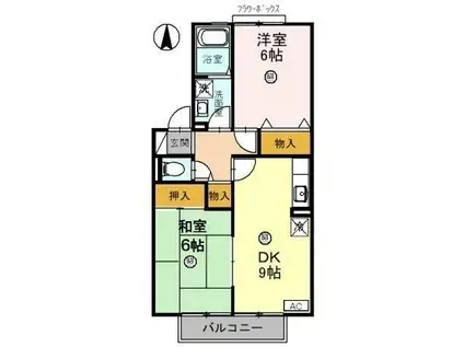 コーポラスITOII B棟(2DK/2階)の間取り写真