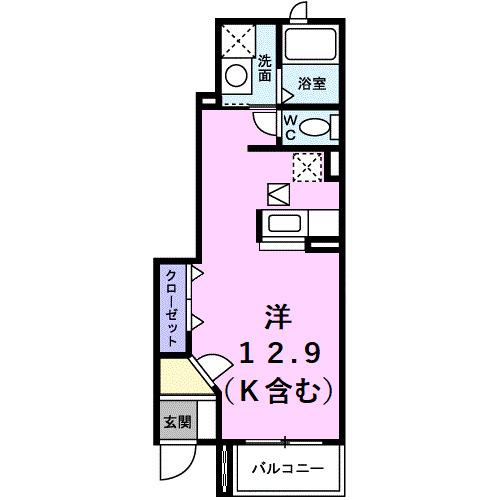 アダージュII(ワンルーム/1階)の間取り写真