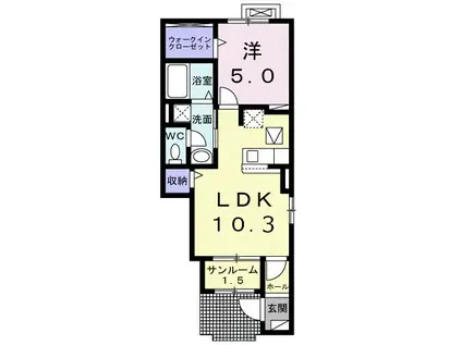 セントヒルズ・ディモーネII(1LDK/1階)の間取り写真