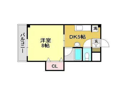 ハイツ森本II(1DK/2階)の間取り写真