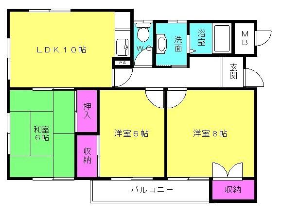 マイシティ101(3LDK/2階)の間取り写真