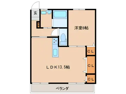 あらいコーポ(1LDK/1階)の間取り写真