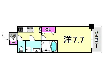 エスプレイス神戸ウエストゲート(1K/3階)の間取り写真