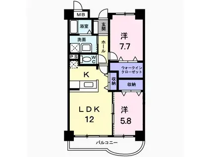 アンソレイエアオキ(2LDK/1階)の間取り写真