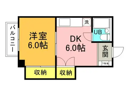 ウェルヒルみゆき(1DK/3階)の間取り写真