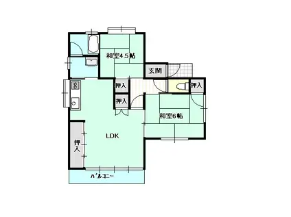 田辺ハイツI(2LDK/2階)の間取り写真