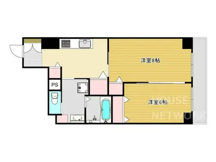 カーサ花車(1LDK/6階)の間取り写真