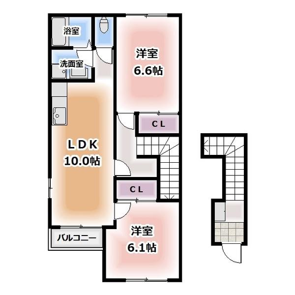 ルミエール(2LDK/2階)の間取り写真
