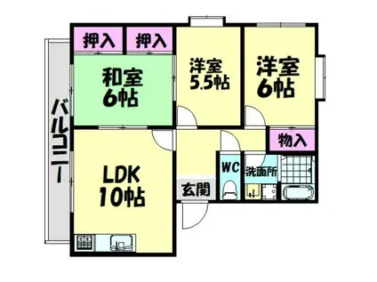 ヴィブレ大歳A棟(3LDK/1階)の間取り写真