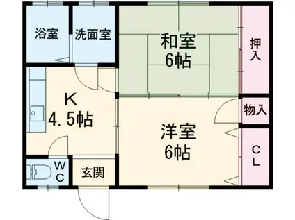 ヴューテラスII(2K/1階)の間取り写真