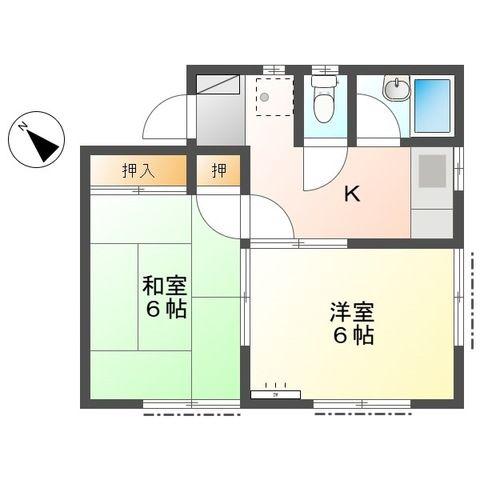 ハイム原宿(2K/2階)の間取り写真
