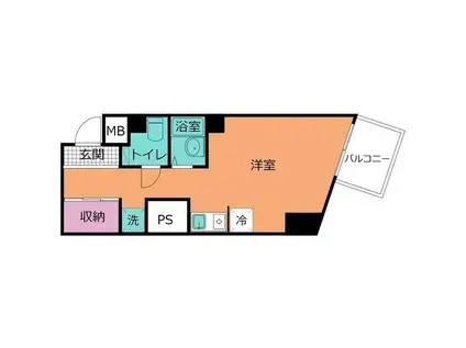 ベルボヌール大手町(ワンルーム/8階)の間取り写真