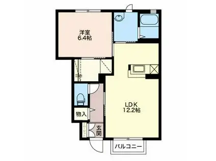 クレストコート(1LDK/1階)の間取り写真