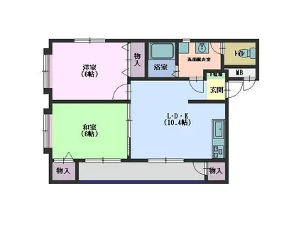 サンリアB(2LDK/3階)の間取り写真