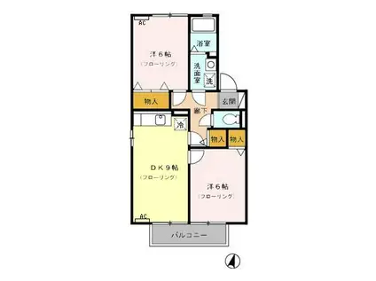 エトワールK(2DK/2階)の間取り写真