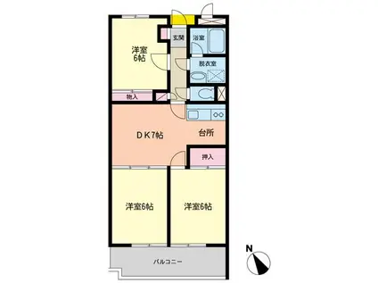 レジデンス第7石川(3DK/1階)の間取り写真