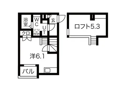 ランドスクエア上飯田(ワンルーム/1階)の間取り写真