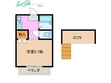 レーベンハイムII(1K/2階)の間取り写真