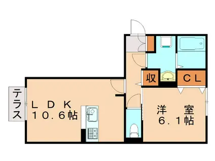 イオメール折尾(1LDK/1階)の間取り写真