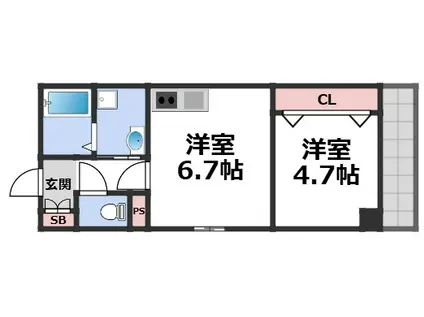 GARDENIA天王寺南(1DK/2階)の間取り写真