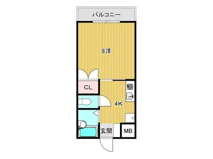 寿美サンライズマンションII(1K/4階)の間取り写真