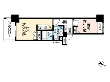コスモシティ横浜石川町(1LDK/6階)の間取り写真
