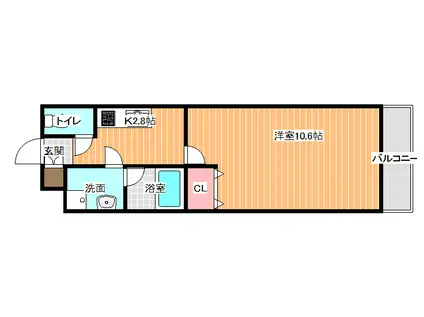 ステラウッドソレイユ惣社(1K/2階)の間取り写真