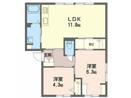 コーポ松浦C棟(2LDK/1階)の間取り写真