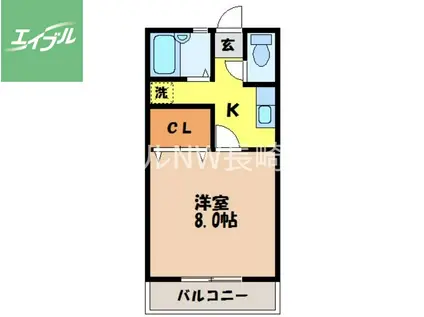 エヴァ―グリーン(1K/1階)の間取り写真