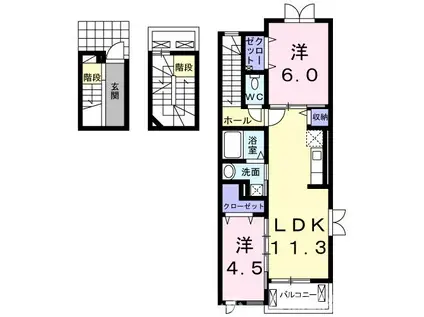 カーサ グラース(2LDK/3階)の間取り写真