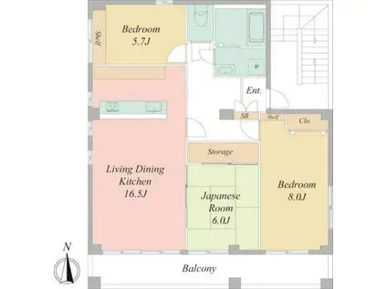 スカイプラザ中野(3LDK/5階)の間取り写真