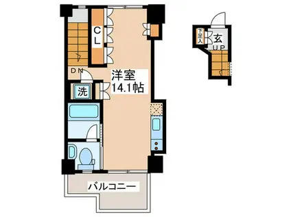ロカテラーザ(ワンルーム/3階)の間取り写真