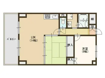 ロイヤルメゾンアドニス 角 犬猫可(2LDK/5階)の間取り写真