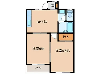 モンシェリー角川(2DK/1階)の間取り写真