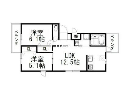 PREMIER MARSEI 寺内町(2LDK/3階)の間取り写真