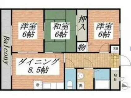 グリーンエイトIII(3DK/1階)の間取り写真