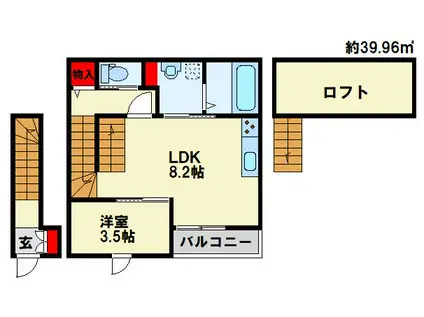シアハウス大浦(1LDK/2階)の間取り写真