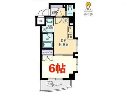 グリシーヌ横濱西(1DK/1階)の間取り写真