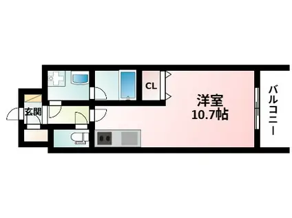 グレンパーク新大阪II(ワンルーム/9階)の間取り写真
