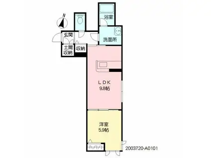 シャーメゾン南丘(1LDK/1階)の間取り写真