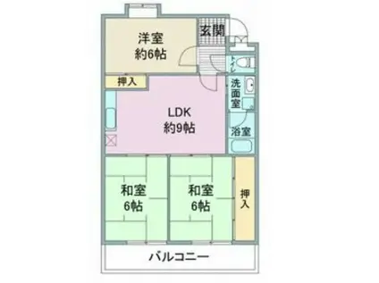 メルローズ2号館(3LDK/3階)の間取り写真