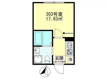 ブローテ四ツ木(1K/3階)の間取り写真