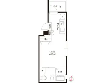 CASA BIANCA森下(ワンルーム/2階)の間取り写真