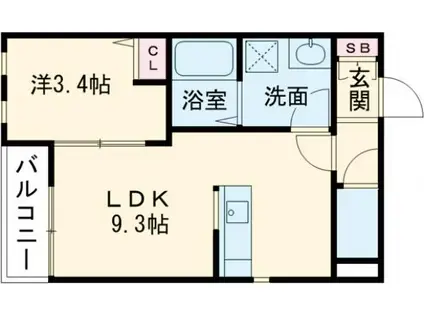AGR 石橋(1LDK/1階)の間取り写真