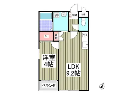 GARDEN MIYAKOI(1LDK/2階)の間取り写真