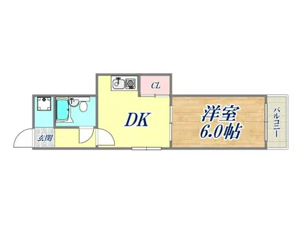 シティMⅡ(1DK/3階)の間取り写真