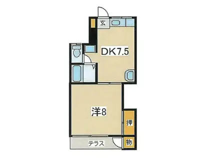 アーバンハウスカントリー(1K/2階)の間取り写真