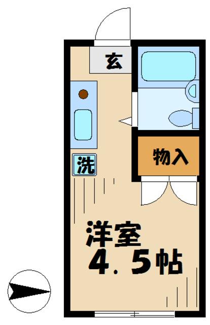 南野ハイツE号棟(1K/2階)の間取り写真