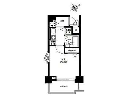 エクセリア世田谷上町(1K/6階)の間取り写真